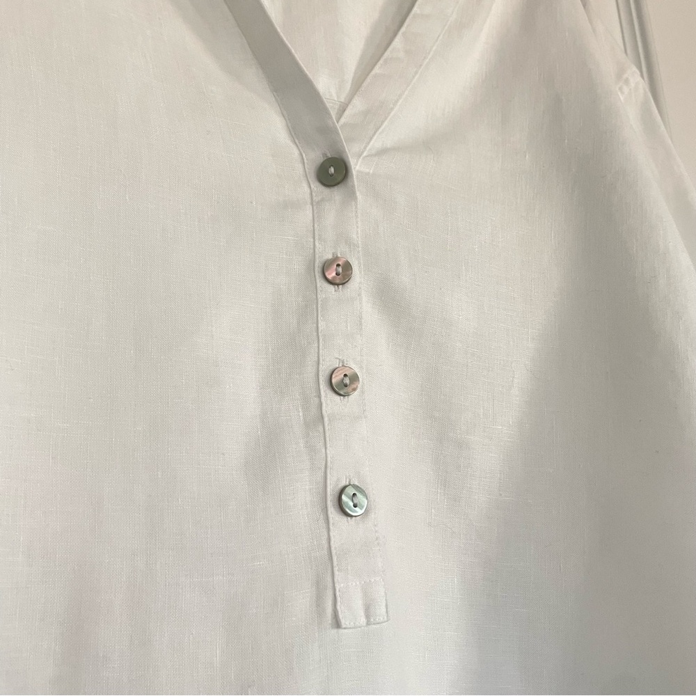 Chico's 100% Linen Classic White Pullover Tunic Blouse Size 14 - Picture 5 of 8